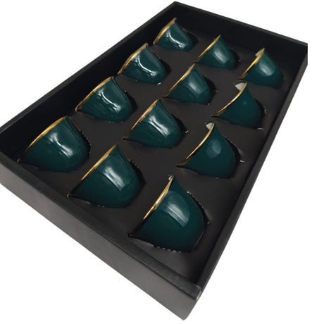 Ameco Ceramic Cawa Cups 12Pcs Coffee Cup Elegant Design espresso Cup Dishwasher Safe - 80ML - (Green&Gold) - Al Kabayel Discount CentreAmeco Ceramic Cawa Cups 12Pcs Coffee Cup Elegant Design espresso Cup Dishwasher Safe - 80ML - (Green&Gold)Tea CupsAMECOAl Kabayel Discount Centre