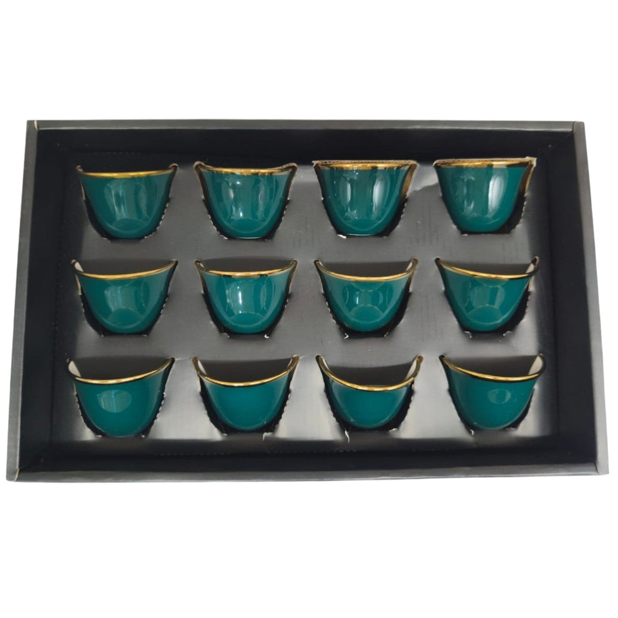 Ameco Ceramic Cawa Cups 12Pcs Coffee Cup Elegant Design espresso Cup Dishwasher Safe - 80ML - (Green&Gold) - Al Kabayel Discount CentreAmeco Ceramic Cawa Cups 12Pcs Coffee Cup Elegant Design espresso Cup Dishwasher Safe - 80ML - (Green&Gold)Tea CupsAMECOAl Kabayel Discount Centre