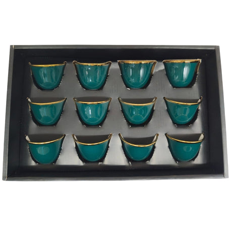 Ameco Ceramic Cawa Cups 12Pcs Coffee Cup Elegant Design espresso Cup Dishwasher Safe - 80ML - (Green&Gold) - Al Kabayel Discount CentreAmeco Ceramic Cawa Cups 12Pcs Coffee Cup Elegant Design espresso Cup Dishwasher Safe - 80ML - (Green&Gold)Tea CupsAMECOAl Kabayel Discount Centre