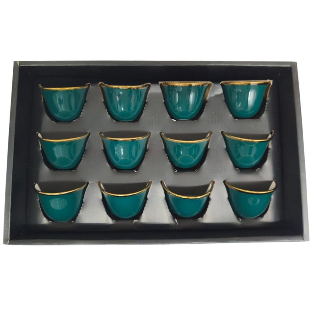 Ameco Ceramic Cawa Cups 12Pcs Coffee Cup Elegant Design espresso Cup Dishwasher Safe - 80ML - (Green&Gold) - Al Kabayel Discount CentreAmeco Ceramic Cawa Cups 12Pcs Coffee Cup Elegant Design espresso Cup Dishwasher Safe - 80ML - (Green&Gold)Tea CupsAMECOAl Kabayel Discount Centre