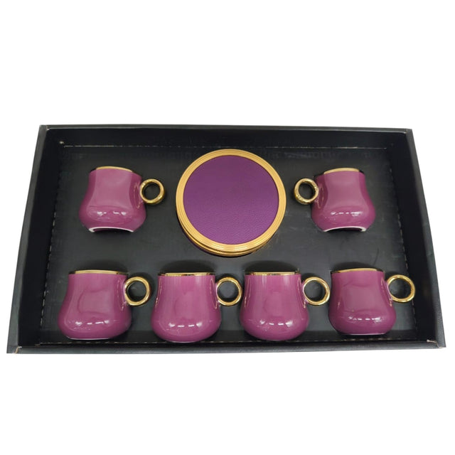 Ameco Ceramic Cup and Saucer 12Pcs Set 6 Cups With 6 Saucers - 90ML - Pink&Gold - Al Kabayel Discount CentreAmeco Ceramic Cup and Saucer 12Pcs Set 6 Cups With 6 Saucers - 90ML - Pink&GoldTea CupsAMECOAl Kabayel Discount Centre