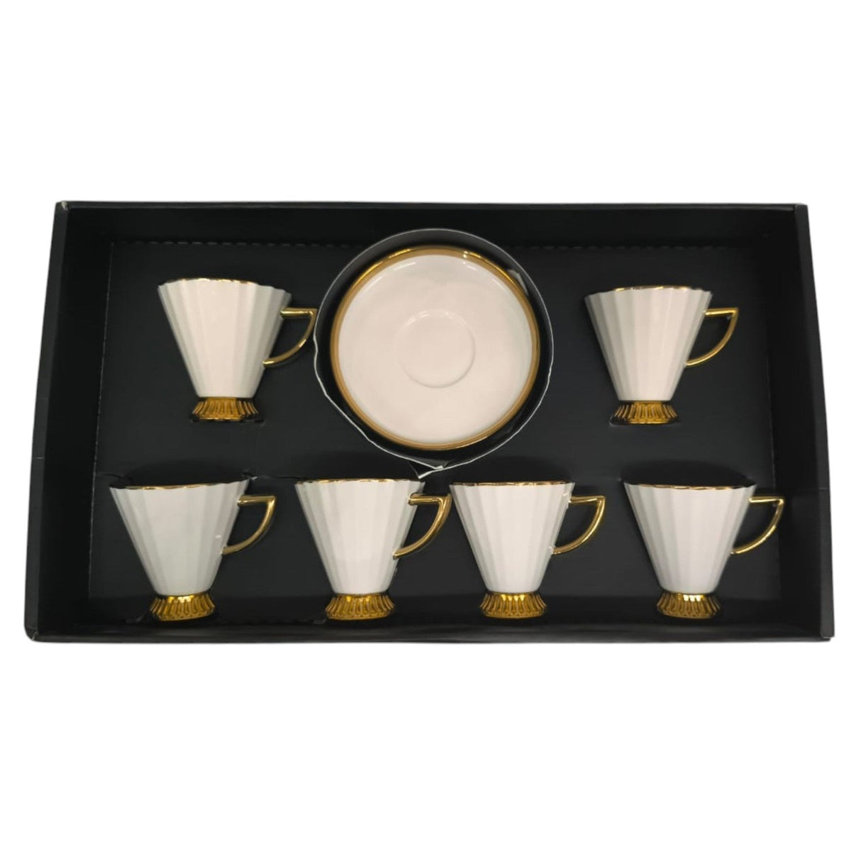 Ameco Ceramic Cup and Saucer 12Pcs Set 6 Cups With 6 Saucers - 90ML - White&Gold - Al Kabayel Discount CentreAmeco Ceramic Cup and Saucer 12Pcs Set 6 Cups With 6 Saucers - 90ML - White&GoldTea CupsAMECOAl Kabayel Discount Centre