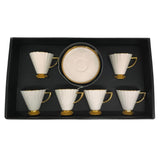 Ameco Ceramic Cup and Saucer 12Pcs Set 6 Cups With 6 Saucers - 90ML - White&Gold - Al Kabayel Discount CentreAmeco Ceramic Cup and Saucer 12Pcs Set 6 Cups With 6 Saucers - 90ML - White&GoldTea CupsAMECOAl Kabayel Discount Centre
