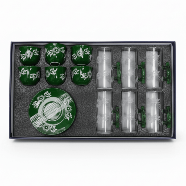 Ameco Ceramic18-Piece Tea & Coffee Set – Green Floral Edition 80ml,120ml - Al Kabayel Discount CentreAmeco Ceramic18-Piece Tea & Coffee Set – Green Floral Edition 80ml,120mlTea SetsAMECOAl Kabayel Discount Centre