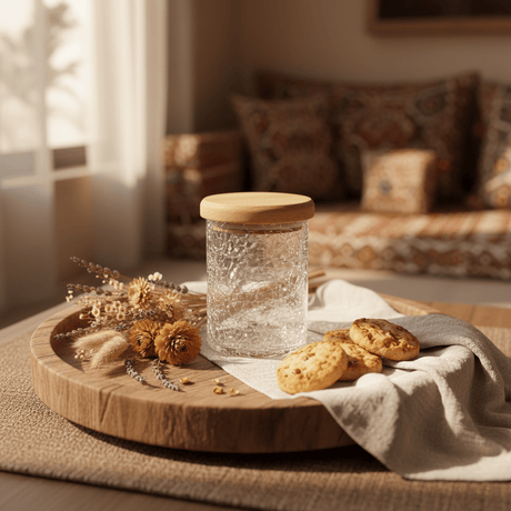 Ameco Crackle Glass Canister with Acacia Wooden Lid | Airtight Kitchen Storage Jar | 500ml / 1000ml | - Al Kabayel Discount CentreAmeco Crackle Glass Canister with Acacia Wooden Lid | Airtight Kitchen Storage Jar | 500ml / 1000ml |Jars & Food SaversAMECOAl Kabayel Discount Centre