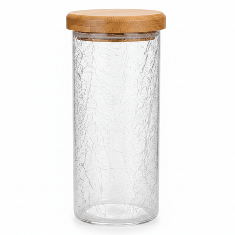Ameco Crackle Glass Canister with Acacia Wooden Lid | Airtight Kitchen Storage Jar | 500ml / 1000ml | - Al Kabayel Discount CentreAmeco Crackle Glass Canister with Acacia Wooden Lid | Airtight Kitchen Storage Jar | 500ml / 1000ml |Jars & Food SaversAMECOAl Kabayel Discount Centre