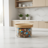 Ameco Crackle Glass Canister with Bamboo Wooden Lid – 180ml | - Al Kabayel Discount CentreAmeco Crackle Glass Canister with Bamboo Wooden Lid – 180ml |Jars & Food SaversAMECOAl Kabayel Discount Centre