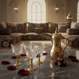 Ameco Crystal Cawa Cup Set | 6 Pcs | Gold Metal Footed Base | 80ml | - Al Kabayel Discount CentreAmeco Crystal Cawa Cup Set | 6 Pcs | Gold Metal Footed Base | 80ml |Tea CupsAMECOAl Kabayel Discount Centre
