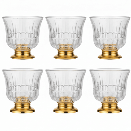 Ameco Crystal Cawa Cup Set of 6 | Gold Footed Base | 80ml| Premium Arabic Coffee Glasses - Al Kabayel Discount CentreAmeco Crystal Cawa Cup Set of 6 | Gold Footed Base | 80ml| Premium Arabic Coffee GlassesTea CupsAMECOAl Kabayel Discount Centre
