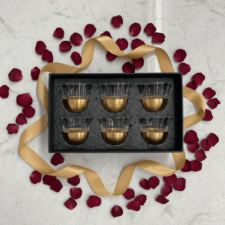 Ameco Crystal Glass & Gold Cawa Cup Set | 6 Pieces | 60ml — Premium Arabic Coffee Cups - Al Kabayel Discount CentreAmeco Crystal Glass & Gold Cawa Cup Set | 6 Pieces | 60ml — Premium Arabic Coffee CupsTea CupsAMECOAl Kabayel Discount Centre