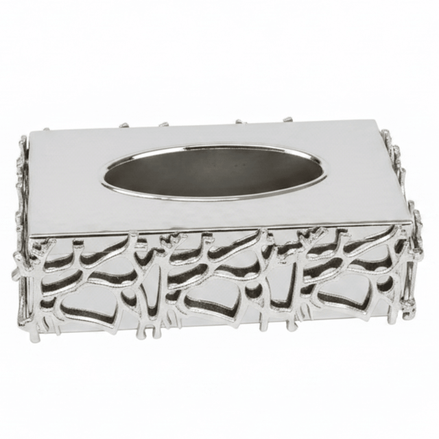 Ameco Luxury Silver Metal Tissue Box Holder with Elegant Modern Decorative Design for Home Office Majlis and Hotel Table Décor 25×13 cm - Al Kabayel Discount CentreAmeco Luxury Silver Metal Tissue Box Holder with Elegant Modern Decorative Design for Home Office Majlis and Hotel Table Décor 25×13 cmNapkin Holders & Tissue BoxAMECOAl Kabayel Discount Centre