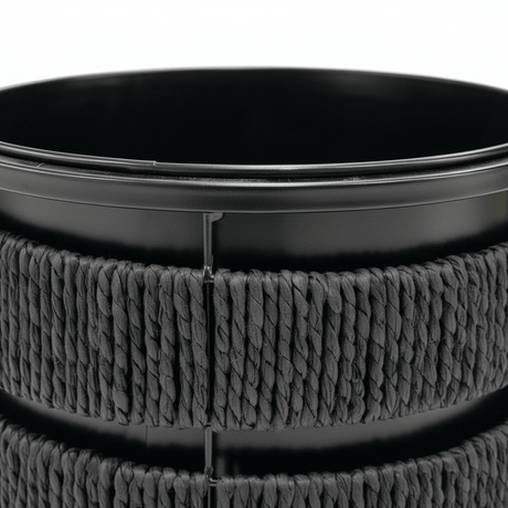 Amin Black Metal Planter Pot with Woven Rope Texture - 26×26cm / 24×24cm - Al Kabayel Discount CentreAmin Black Metal Planter Pot with Woven Rope Texture - 26×26cm / 24×24cmFlower VaseAMINAl Kabayel Discount Centre