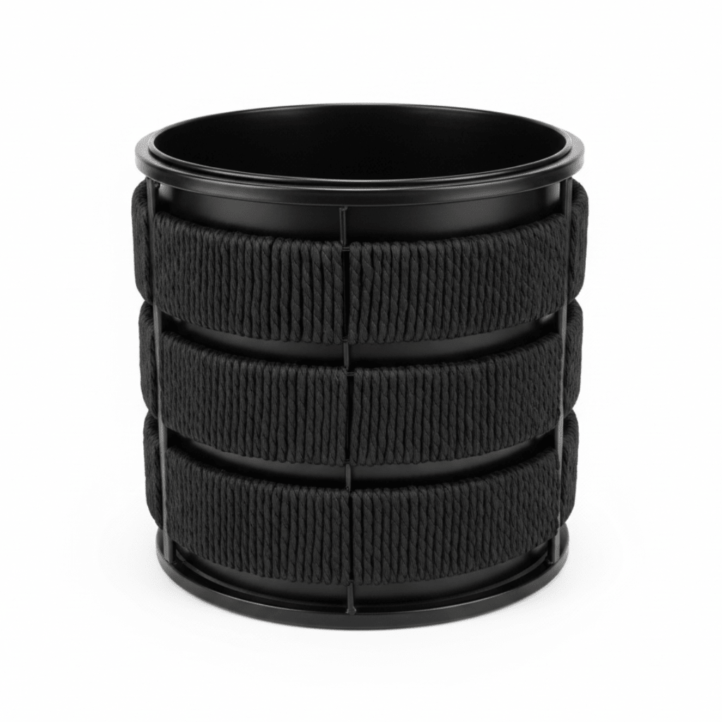 Amin Black Metal Planter Pot with Woven Rope Texture - 26×26cm / 24×24cm - Al Kabayel Discount CentreAmin Black Metal Planter Pot with Woven Rope Texture - 26×26cm / 24×24cmFlower VaseAMINAl Kabayel Discount Centre