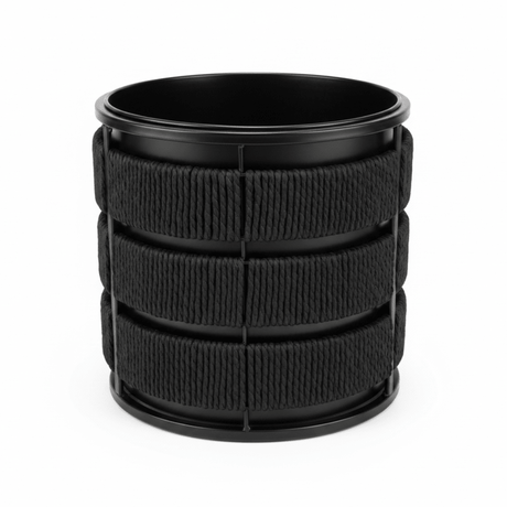 Amin Black Metal Planter Pot with Woven Rope Texture - 26×26cm / 24×24cm - Al Kabayel Discount CentreAmin Black Metal Planter Pot with Woven Rope Texture - 26×26cm / 24×24cmFlower VaseAMINAl Kabayel Discount Centre