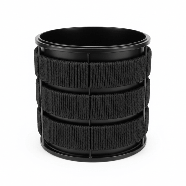 Amin Black Metal Planter Pot with Woven Rope Texture - 26×26cm / 24×24cm - Al Kabayel Discount CentreAmin Black Metal Planter Pot with Woven Rope Texture - 26×26cm / 24×24cmFlower VaseAMINAl Kabayel Discount Centre