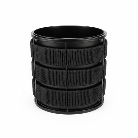 Amin Black Metal Planter Pot with Woven Rope Texture - 26×26cm / 24×24cm - Al Kabayel Discount CentreAmin Black Metal Planter Pot with Woven Rope Texture - 26×26cm / 24×24cmFlower VaseAMINAl Kabayel Discount Centre