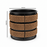 Amin Brown & Black Round Planter Pot with Seagrass Weave & Black Metal Frame - 26×26 cm - Al Kabayel Discount CentreAmin Brown & Black Round Planter Pot with Seagrass Weave & Black Metal Frame - 26×26 cmFlower VaseAMINAl Kabayel Discount Centre