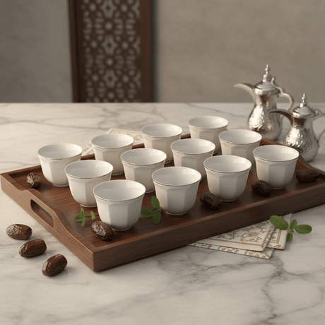 Angela 12pcs White Ceramic Cawa Coffee Cup Set with Elegant Silver Rim Finish 80ml Premium Small Arabic Espresso Style Cups for Tea and Coffee Serving - Al Kabayel Discount CentreAngela 12pcs White Ceramic Cawa Coffee Cup Set with Elegant Silver Rim Finish 80ml Premium Small Arabic Espresso Style Cups for Tea and Coffee ServingTea SetsANGELAAl Kabayel Discount Centre