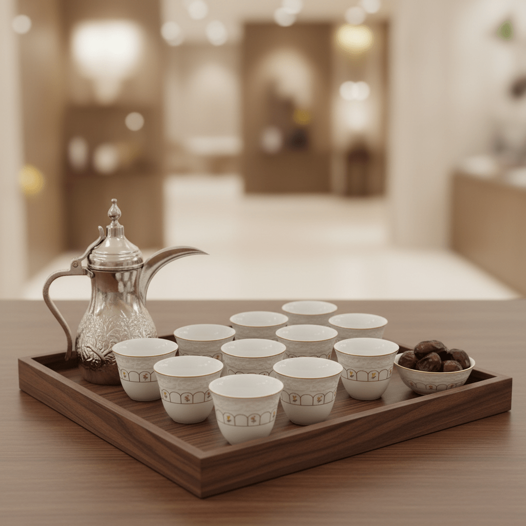Angela 12pcs White Ceramic Cawa Cup Set with Golden Rim and Floral Design Elegant 80ml Mini Cups for Arabic Coffee Espresso and Traditional Serving Use - Al Kabayel Discount CentreAngela 12pcs White Ceramic Cawa Cup Set with Golden Rim and Floral Design Elegant 80ml Mini Cups for Arabic Coffee Espresso and Traditional Serving UseTea SetsANGELAAl Kabayel Discount Centre