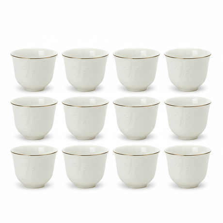 Angela 12pcs White Elegant Ceramic Cawa Cup Set with Luxury Golden Rim Finish 80ml Small Demitasse Style Cups for Coffee Tea and Guest Serving - Al Kabayel Discount CentreAngela 12pcs White Elegant Ceramic Cawa Cup Set with Luxury Golden Rim Finish 80ml Small Demitasse Style Cups for Coffee Tea and Guest ServingTea SetsANGELAAl Kabayel Discount Centre