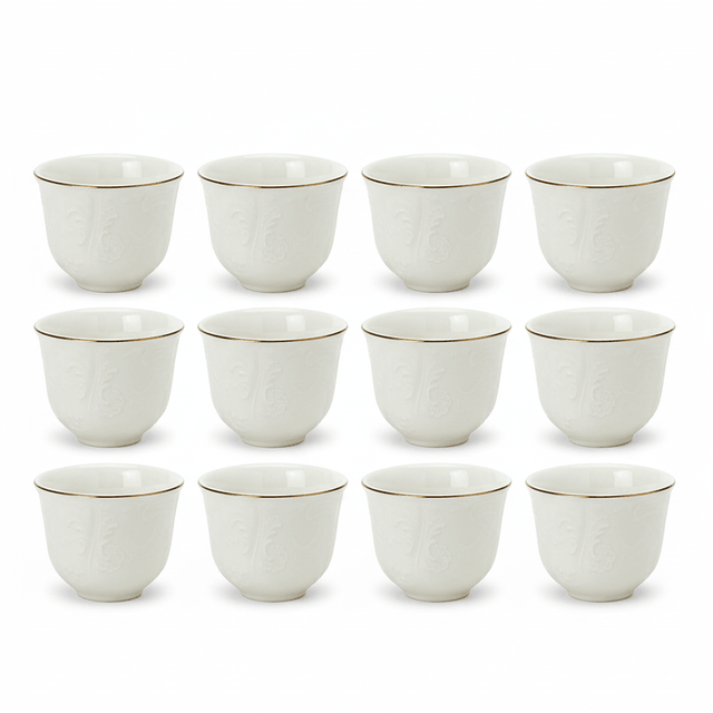 Angela 12pcs White Elegant Ceramic Cawa Cup Set with Luxury Golden Rim Finish 80ml Small Demitasse Style Cups for Coffee Tea and Guest Serving - Al Kabayel Discount CentreAngela 12pcs White Elegant Ceramic Cawa Cup Set with Luxury Golden Rim Finish 80ml Small Demitasse Style Cups for Coffee Tea and Guest ServingTea SetsANGELAAl Kabayel Discount Centre