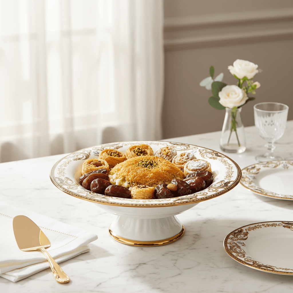 Angela AB - 143 Ceramic Pedestal Bowl – 31 cm – White with Gold Rim - Al Kabayel Discount CentreAngela AB - 143 Ceramic Pedestal Bowl – 31 cm – White with Gold RimServing TraysANGELAAl Kabayel Discount Centre