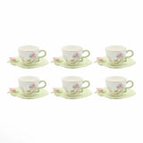 Angela BRD-434 Milk Cup with Saucer Set – 12 Pieces – Mint Green Floral Design with Gold Rim - Al Kabayel Discount CentreAngela BRD-434 Milk Cup with Saucer Set – 12 Pieces – Mint Green Floral Design with Gold RimTea SetsANGELAAl Kabayel Discount Centre