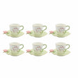 Angela BRD-435 Turkish Coffee Cup with Saucer Set – 12 Pieces – Mint Green Floral Design with Gold Rim - Al Kabayel Discount CentreAngela BRD-435 Turkish Coffee Cup with Saucer Set – 12 Pieces – Mint Green Floral Design with Gold RimTea SetsANGELAAl Kabayel Discount Centre