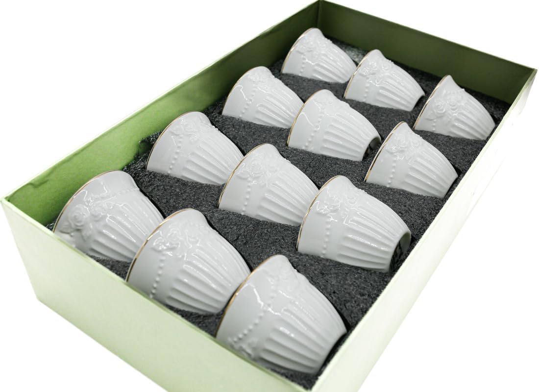 Angela Ceramic 12Pcs Cawa CupÂ 60ML - White&Gold - Al Kabayel Discount CentreAngela Ceramic 12Pcs Cawa CupÂ 60ML - White&GoldTea CupsANGELAAl Kabayel Discount Centre