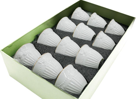 Angela Ceramic 12Pcs Cawa CupÂ 60ML - White&Gold - Al Kabayel Discount CentreAngela Ceramic 12Pcs Cawa CupÂ 60ML - White&GoldTea CupsANGELAAl Kabayel Discount Centre