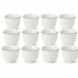 Angela Elegant White Ceramic Arabic Cawa Cups Set of 12 Gold Rim Luxury Classic Coffee Cups 80 ml - Al Kabayel Discount CentreAngela Elegant White Ceramic Arabic Cawa Cups Set of 12 Gold Rim Luxury Classic Coffee Cups 80 mlTea CupsANGELAAl Kabayel Discount Centre