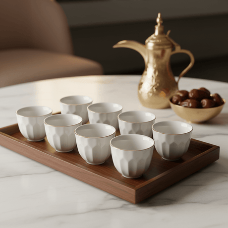 Angela Elegant White Ceramic Arabic Cawa Cups Set of 12 Gold Rim Luxury Classic Coffee Cups 80 ml - Al Kabayel Discount CentreAngela Elegant White Ceramic Arabic Cawa Cups Set of 12 Gold Rim Luxury Classic Coffee Cups 80 mlTea CupsANGELAAl Kabayel Discount Centre
