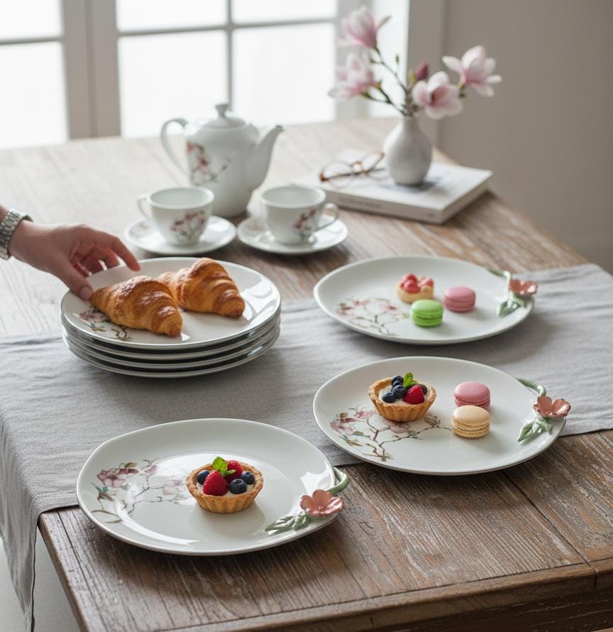 Angela Floral Classic 6 - Piece Ceramic Dessert Plate Set – White (18×22 cm) - Al Kabayel Discount CentreAngela Floral Classic 6 - Piece Ceramic Dessert Plate Set – White (18×22 cm)PlatesANGELAAl Kabayel Discount Centre