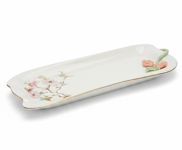 Angela Floral Classic Rectangular Ceramic Serving Tray – White (40×15 cm) - Al Kabayel Discount CentreAngela Floral Classic Rectangular Ceramic Serving Tray – White (40×15 cm)Serving TraysANGELAAl Kabayel Discount Centre