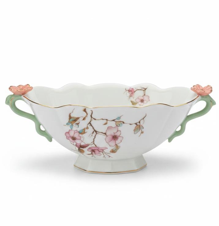 Angela Floral Deluxe Footed Ceramic Candy Bowl – White (26×11×10 cm) - Al Kabayel Discount CentreAngela Floral Deluxe Footed Ceramic Candy Bowl – White (26×11×10 cm)BowlsANGELAAl Kabayel Discount Centre