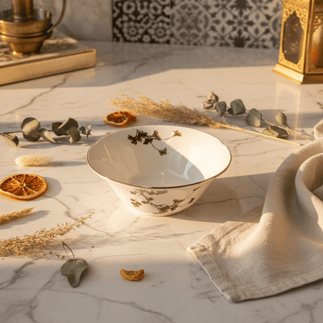 Angela Off-White Ceramic Bowl with Leaf Design – 14cm - Al Kabayel Discount CentreAngela Off-White Ceramic Bowl with Leaf Design – 14cmBowlsANGELAAl Kabayel Discount Centre
