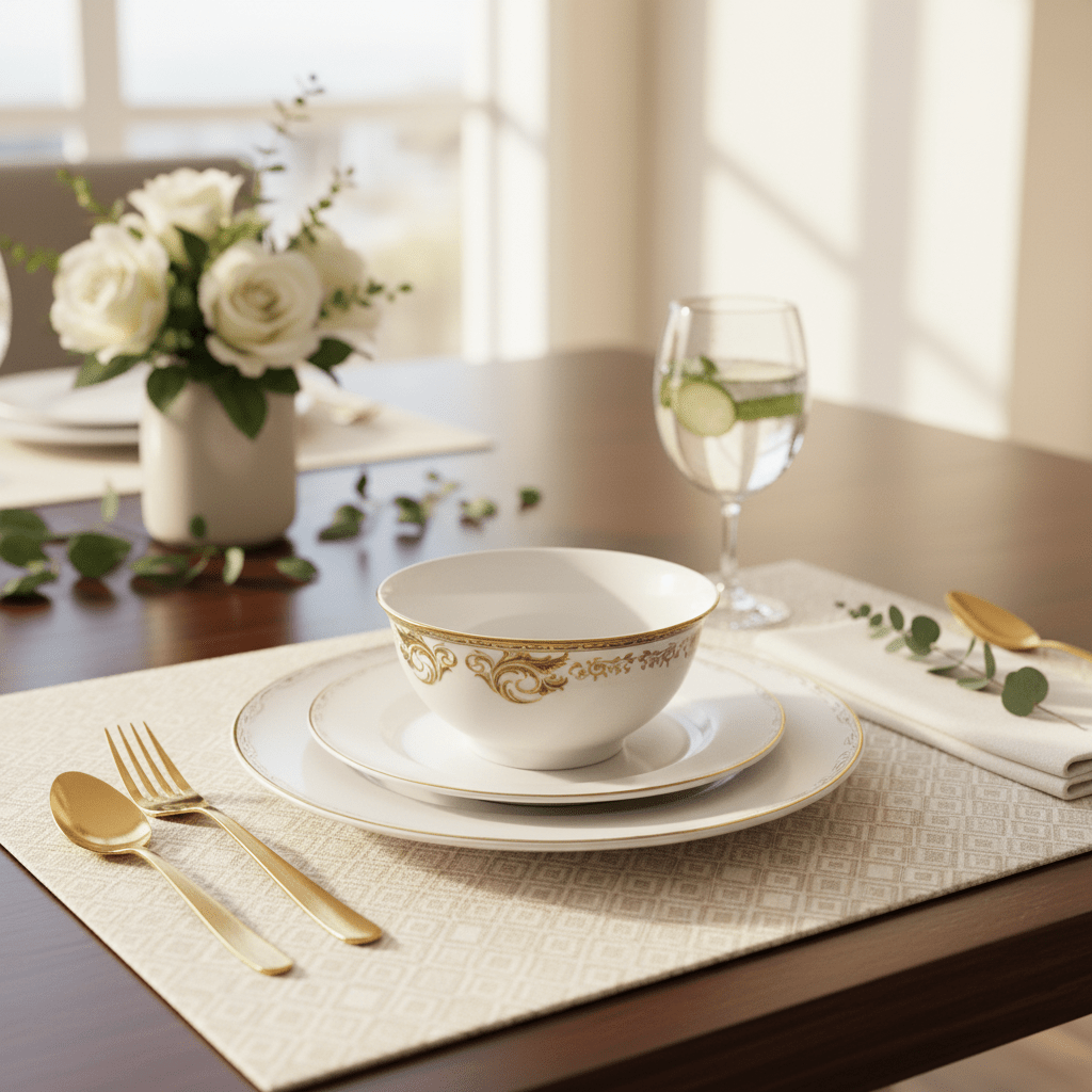 Angela Porcelain Bowl 11 cm – White with Elegant Gold Flower Pattern, Tableware Bowl - Al Kabayel Discount CentreAngela Porcelain Bowl 11 cm – White with Elegant Gold Flower Pattern, Tableware BowlBowlsANGELAAl Kabayel Discount Centre