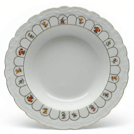 Angela Porcelain Soup Plate 22 cm – White with Floral Border Design, Deep Dish Plate - Al Kabayel Discount CentreAngela Porcelain Soup Plate 22 cm – White with Floral Border Design, Deep Dish PlatePlatesANGELAAl Kabayel Discount Centre