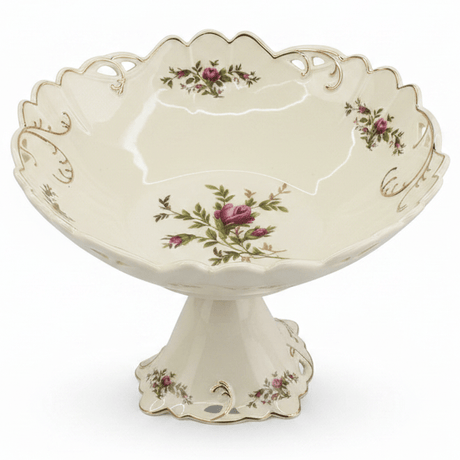 Angela Premium Round Footed Cream Ceramic Fruit Serving Bowl with Floral Design 30×20 cm Centerpiece Bowl - Al Kabayel Discount CentreAngela Premium Round Footed Cream Ceramic Fruit Serving Bowl with Floral Design 30×20 cm Centerpiece BowlBowlsANGELAAl Kabayel Discount Centre