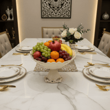 Angela Premium Round Footed Cream Ceramic Fruit Serving Bowl with Floral Design 30×20 cm Centerpiece Bowl - Al Kabayel Discount CentreAngela Premium Round Footed Cream Ceramic Fruit Serving Bowl with Floral Design 30×20 cm Centerpiece BowlBowlsANGELAAl Kabayel Discount Centre