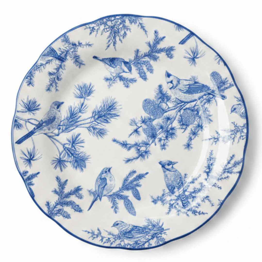 Angela White Ceramic Round Dinner Plate with Blue Tree & Bird Design - 26 cm - Al Kabayel Discount CentreAngela White Ceramic Round Dinner Plate with Blue Tree & Bird Design - 26 cmPlatesANGELAAl Kabayel Discount Centre