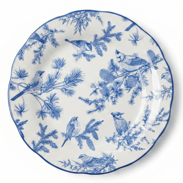 Angela White Ceramic Round Dinner Plate with Blue Tree & Bird Design - 26 cm - Al Kabayel Discount CentreAngela White Ceramic Round Dinner Plate with Blue Tree & Bird Design - 26 cmPlatesANGELAAl Kabayel Discount Centre