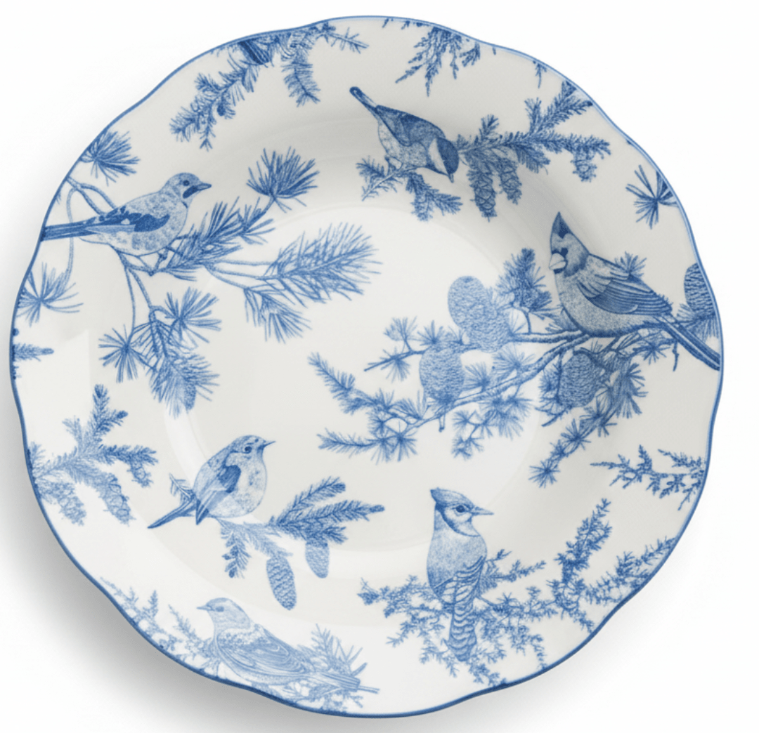Angela White Ceramic Round Soup Plate with Blue Tree & Bird Design - 22 cm - Al Kabayel Discount CentreAngela White Ceramic Round Soup Plate with Blue Tree & Bird Design - 22 cmPlatesANGELAAl Kabayel Discount Centre