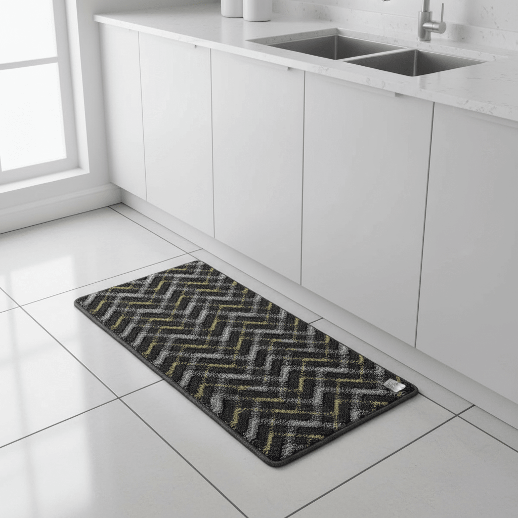 Anti-Slip Rectangle Door Mat 62×38 cm | Chevron Zigzag Pattern | Charcoal, Olive & Silver | Indoor & Outdoor Entrance Rug for Home, Kitchen & Villa - Al Kabayel Discount CentreAnti-Slip Rectangle Door Mat 62×38 cm | Chevron Zigzag Pattern | Charcoal, Olive & Silver | Indoor & Outdoor Entrance Rug for Home, Kitchen & VillaDoormatsAKDCAl Kabayel Discount Centre