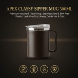 Apex Classy Sipper Mug 300ml — Brown | Stainless Steel & Premium Plastic | Insulated Travel Mug with Leak - Proof Lid - Al Kabayel Discount CentreApex Classy Sipper Mug 300ml — Brown | Stainless Steel & Premium Plastic | Insulated Travel Mug with Leak - Proof LidMugsAPEXAl Kabayel Discount Centre