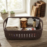 Apex Plastic Net Basket Rattan-Style Weave with Handles 20×14 cm - Brown / Light Green / Dusty Blue - Al Kabayel Discount CentreApex Plastic Net Basket Rattan-Style Weave with Handles 20×14 cm - Brown / Light Green / Dusty BlueOrganizers & AccessoriesAPEXAl Kabayel Discount Centre