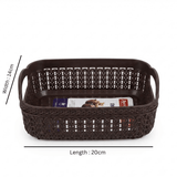 Apex Plastic Net Basket Rattan-Style Weave with Handles 20×14 cm - Brown / Light Green / Dusty Blue - Al Kabayel Discount CentreApex Plastic Net Basket Rattan-Style Weave with Handles 20×14 cm - Brown / Light Green / Dusty BlueOrganizers & AccessoriesAPEXAl Kabayel Discount Centre