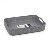 Apex Plastic Net Basket Rattan-Style Weave with Handles - 34×26 cm - Dusty Blue / Grey - Al Kabayel Discount CentreApex Plastic Net Basket Rattan-Style Weave with Handles - 34×26 cm - Dusty Blue / GreyOrganizers & AccessoriesAPEXAl Kabayel Discount Centre