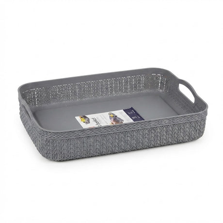Apex Plastic Net Basket Rattan-Style Weave with Handles - 34×26 cm - Dusty Blue / Grey - Al Kabayel Discount CentreApex Plastic Net Basket Rattan-Style Weave with Handles - 34×26 cm - Dusty Blue / GreyOrganizers & AccessoriesAPEXAl Kabayel Discount Centre