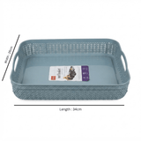 Apex Plastic Net Basket Rattan-Style Weave with Handles - 34×26 cm - Dusty Blue / Grey - Al Kabayel Discount CentreApex Plastic Net Basket Rattan-Style Weave with Handles - 34×26 cm - Dusty Blue / GreyOrganizers & AccessoriesAPEXAl Kabayel Discount Centre